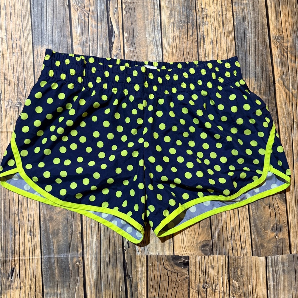 Danskin Navy and Lime Polka Dot Athletic Shorts